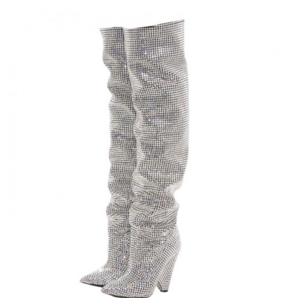 SAINT LAURENT NIKKI 105 SWAROVSKI BOOTS